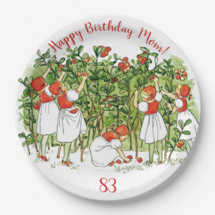 Elsa Beskow Cute Strawberry Girl Paper Plates