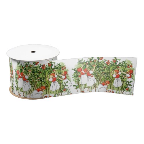 Elsa Beskow Cute Strawberry Girl  Satin Ribbon