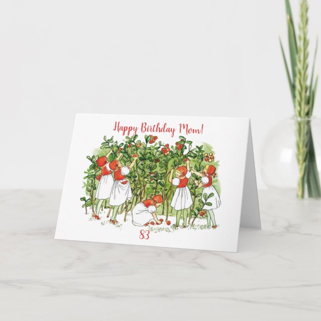 Elsa Beskow Strawberry Girls Birthday Card (Front)