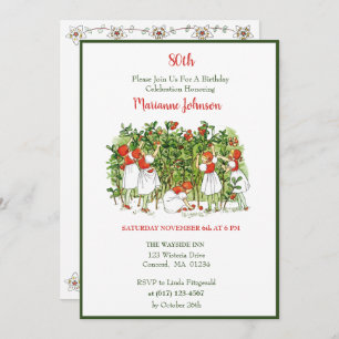 Elsa Beskow Strawberry Girls Birthday Invitation