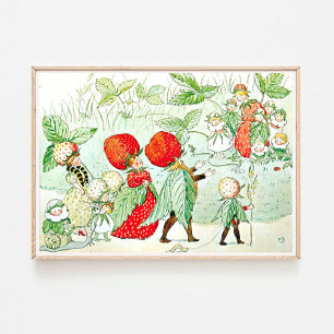 Elsa Beskow Strawberry King and Queen Poster
