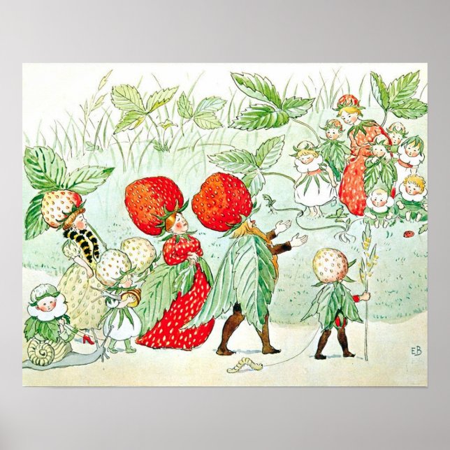 Elsa Beskow Strawberry King and Queen Poster (Front)