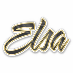 Elsa black gold lettering Sticker