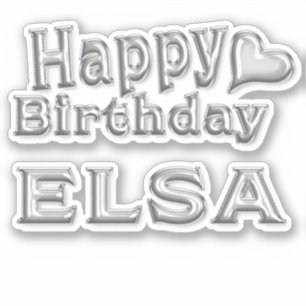Elsa Happy Birthday silver sticker decal