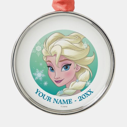 Elsa  Headshot Add Your Name Metal Ornament