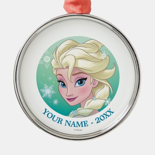 Elsa | Headshot Add Your Name Metal Ornament (Front)