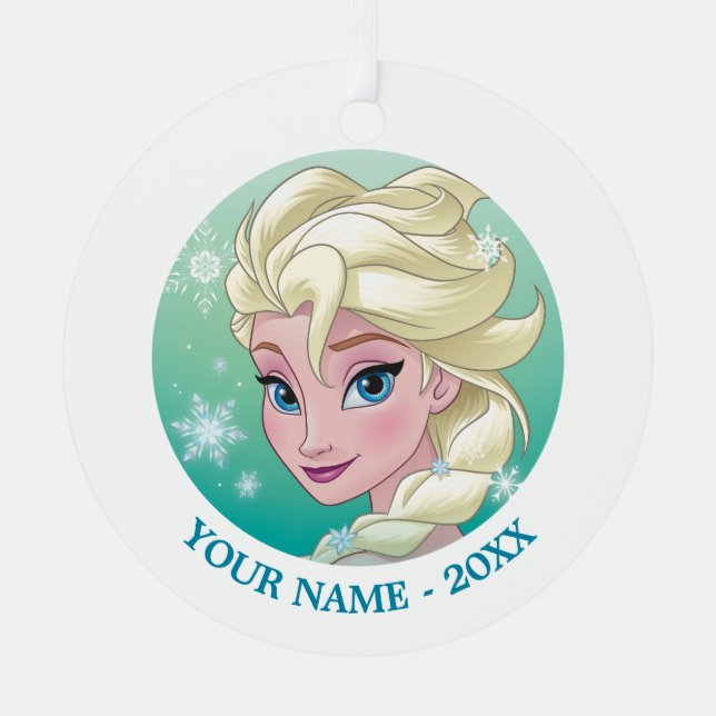 Elsa | Headshot Add Your Name Metal Ornament (Front)