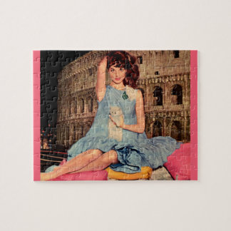 Elsa Martinelli and white kitten Jigsaw Puzzle