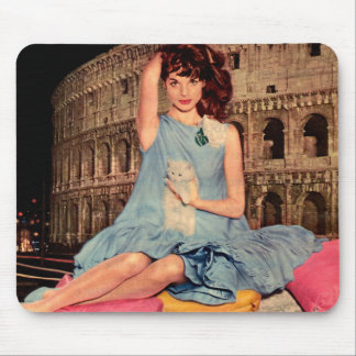 Elsa Martinelli and white kitten Mouse Pad