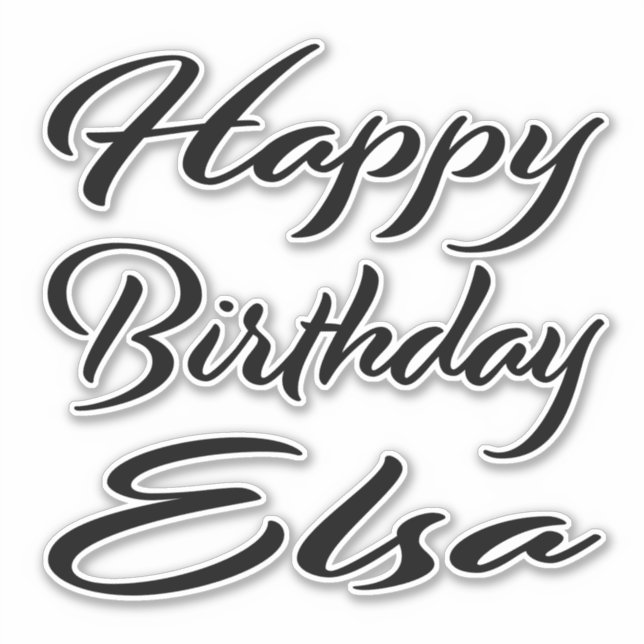 Elsa Name First name black Sticker Birthday (Front)