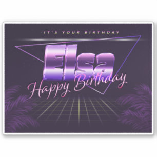 Elsa Name First name lila retro Sticker Birthday