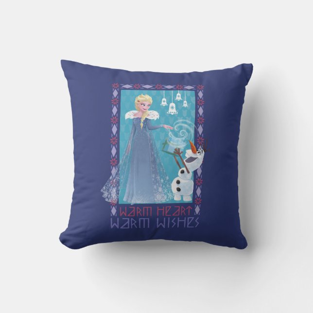 Elsa & Olaf | Warm Heart Warm Wishes Throw Pillow (Front)
