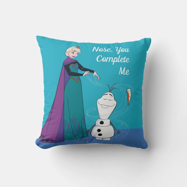 Elsa Permafrosting Olaf Throw Pillow (Front)