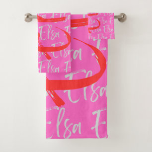 Elsa Repeating Name Pattern Bath Towel Set