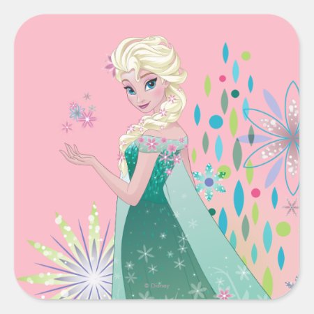 Elsa | Summer Wish With Flowers Square Sticker