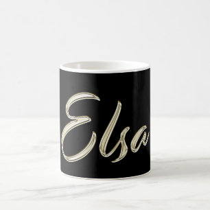 Elsa white gold Handwriting Cup Coffee Mug