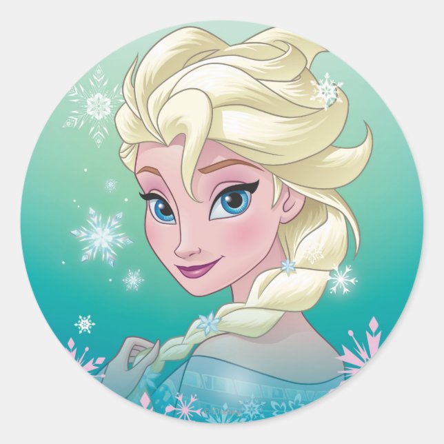 Elsa | Winter Portrait Classic Round Sticker (Front)