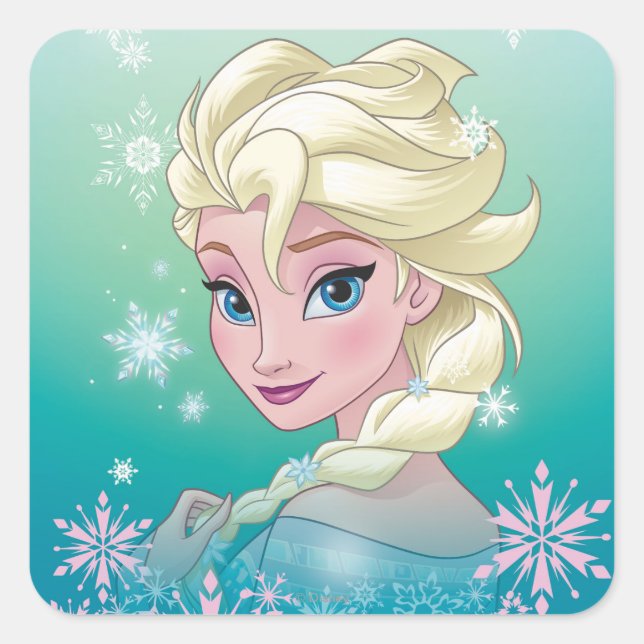 Elsa | Winter Portrait Square Sticker (Front)
