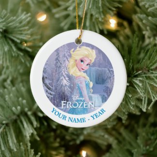 Elsa | With Frozen Logo Add Your Name Ceramic Ornament