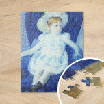 Elsie in a Blue Chair | Mary Cassatt Jigsaw Puzzle<br><div class="desc">Elsie in a Blue Chair (1880) by American impressionist artist Mary Cassatt. Original artwork is a portrait of a young girl sitting in a vibrant blue chair. 

Use the design tools to add custom text or personalize the image.</div>