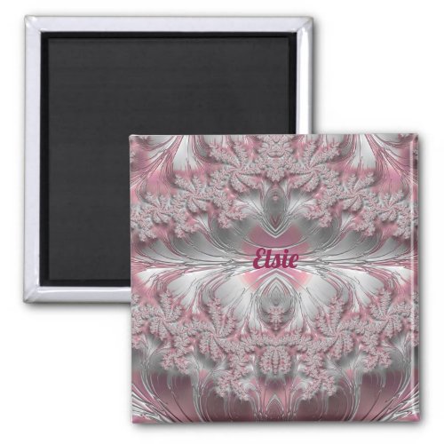 ELSIE  Pink Gray Silver White Pattern   Magnet
