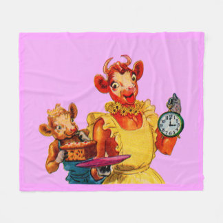 Elsie the Cow and daughter Beulah - It's Cake Time Fleece Blanket