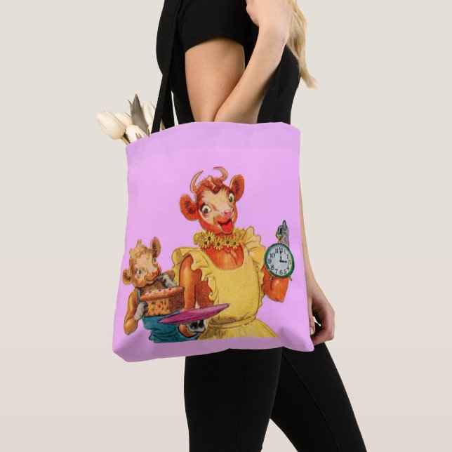Elsie the Cow and daughter Beulah - It's Cake Time Tote Bag (Close Up)
