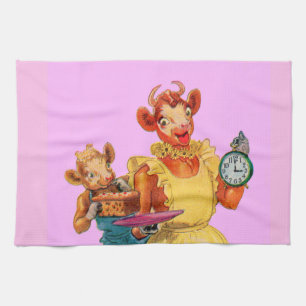 Elsie the Cow and daughter Beulah - It's Cake Time Towel