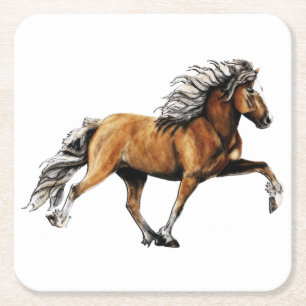 Elska Beautiful Icelandic Horse Square Paper Coaster