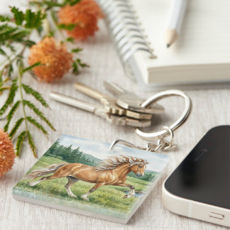 Elska Icelandic Horse Watercolor Keychain