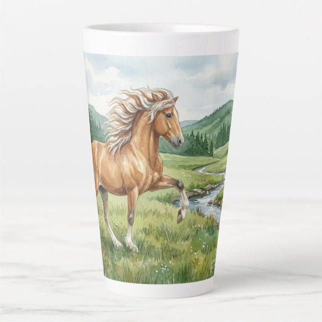 Elska Icelandic Horse Watercolor Latte Mug (Front)