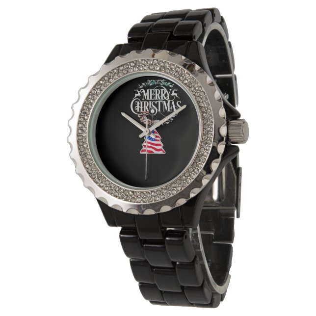 eluxury Merry Christmas wristwatch. Watch (Angled)