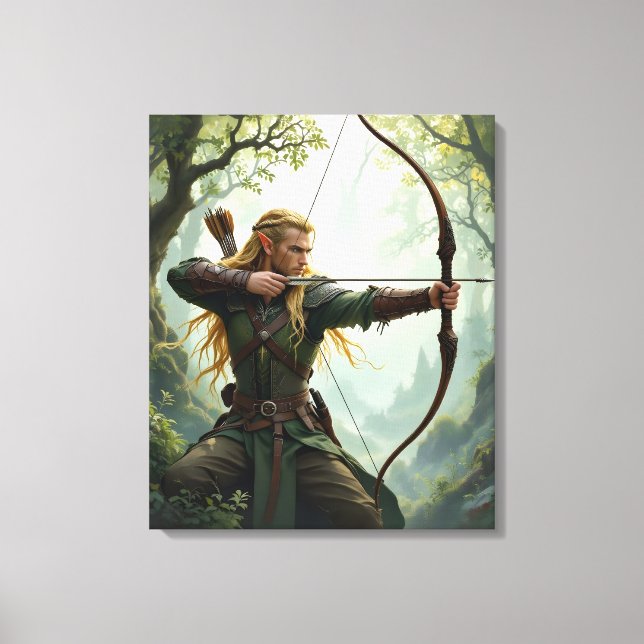 Elven Archer of the Woodland Realm Canvas Print (Front)