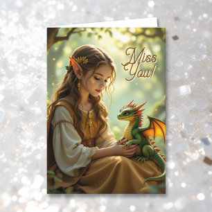 Elven Fairy with Clarinet Miss You Card