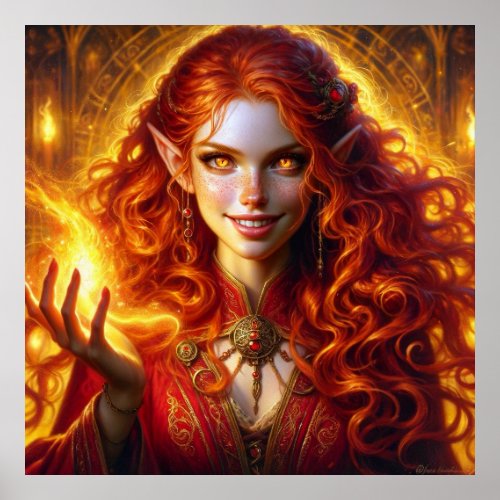 Elven Fantasy Princess Crimson Fireheart 002 Poster