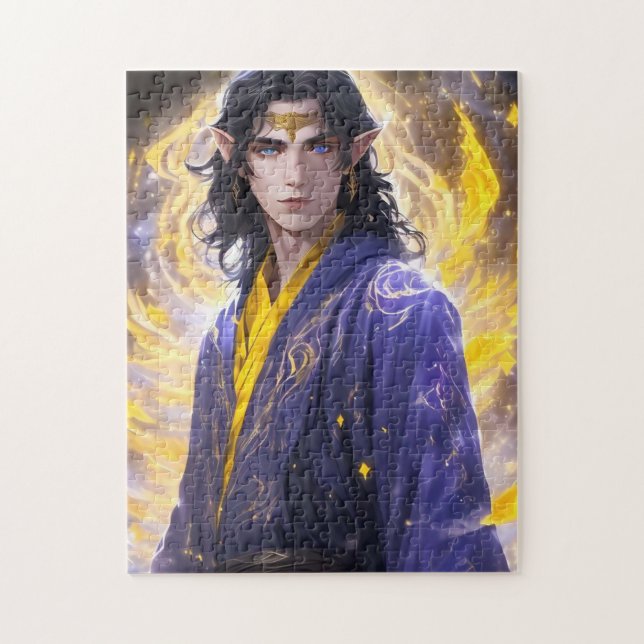Elven Fire Mage Magical Fantasy Art Jigsaw Puzzle (Vertical)