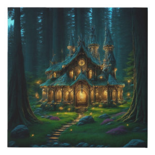 Elven Glade Castle Faux Canvas Print