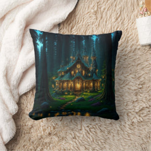 Elven Glade Castle Throw Pillow