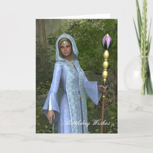 Elven Maiden in Blue Birthday Card