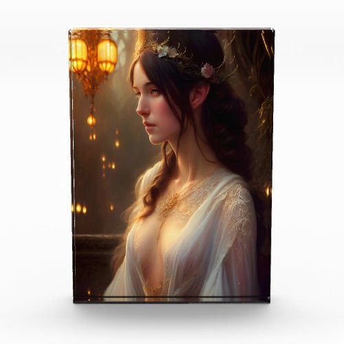 Elven Princess in White Lace Dress Photo Block