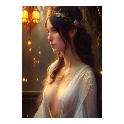 Elven Princess in White Lace Dress  Photo Print