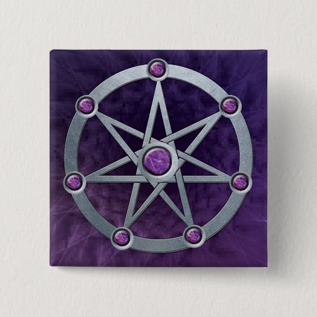 Elven star Silver embossed with Amethyst Button (Front)