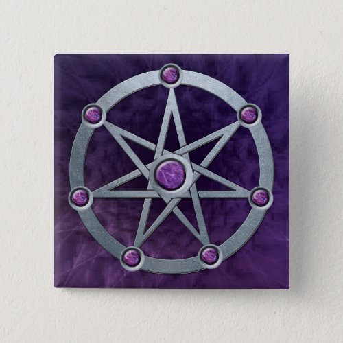 Elven star Silver embossed with Amethyst Button