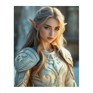 Elven Warrior: Silver Paladin Acrylic Print