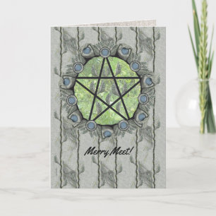 Elvenwood Pentacle Green Leaf Holiday Card