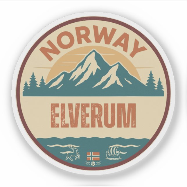 Elverum, Norge Norway Sticker (Front)