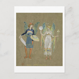 Elves and Fairy Painters, from 'The Snowman' 1899 Postcard