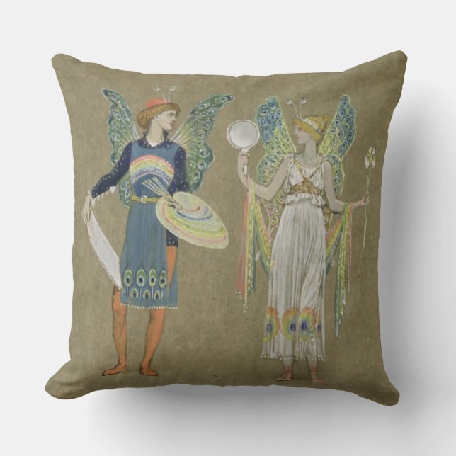 Elves and Fairy Painters, from 'The Snowman' 1899 Throw Pillow (Front)