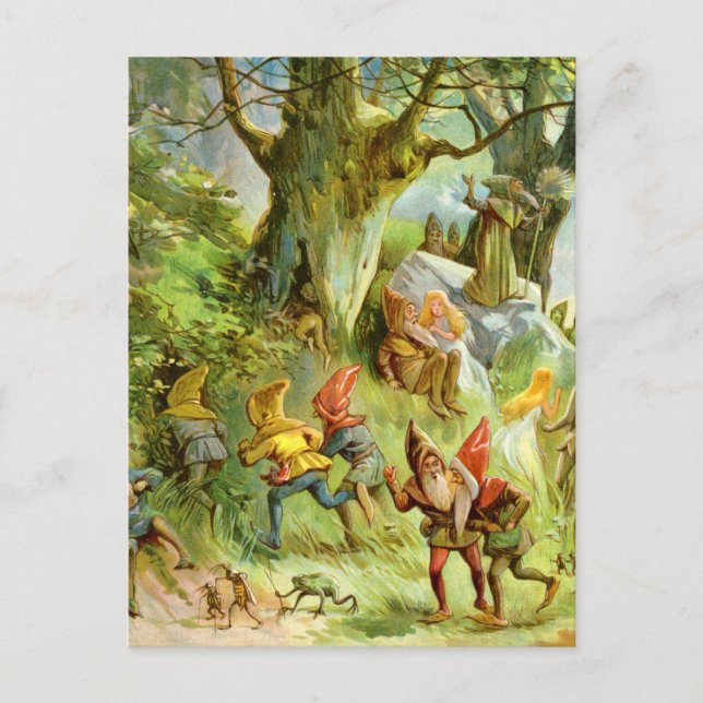 Elves and Gnomes in the Deep Dark Magical Forest Postcard (Front)