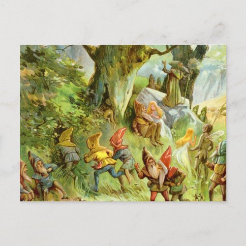Elves and Gnomes in the Deep Dark Magical Forest Postcard